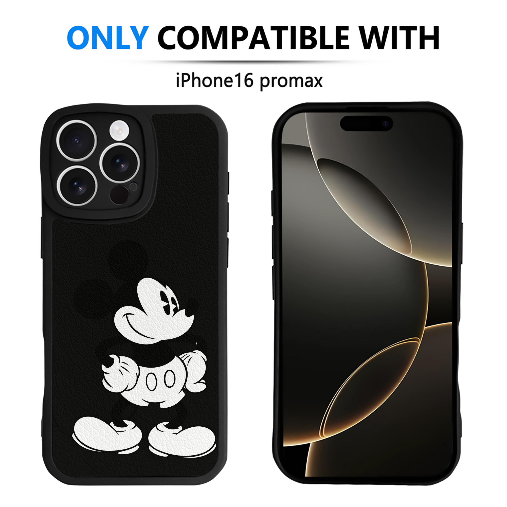 （画像用） ミッキーマウス Mickey Mouse 【iPhone 16シリーズ対応】シリコンスマホケース（レザー調） 材質：シリコン
